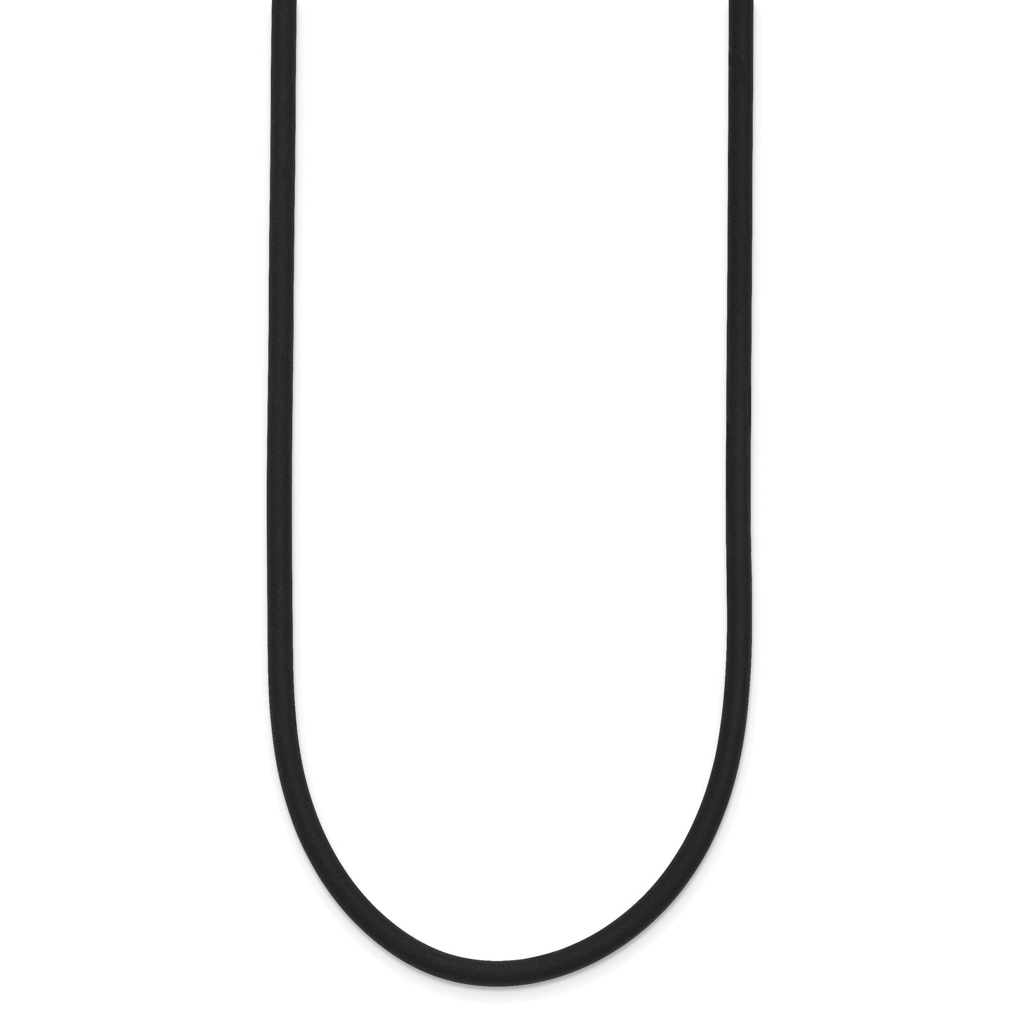 14k Yellow Clasp 3mm 18 inch Black Rubber Cord Necklace