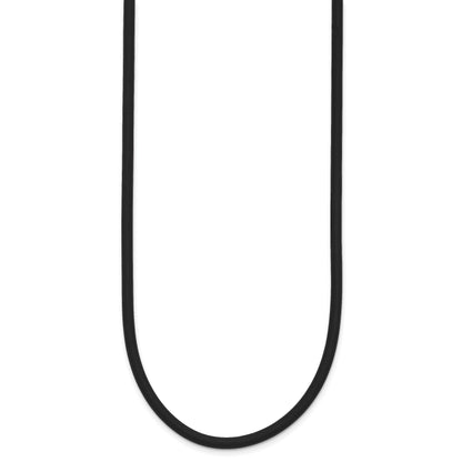14k Yellow Clasp 3mm 18 inch Black Rubber Cord Necklace