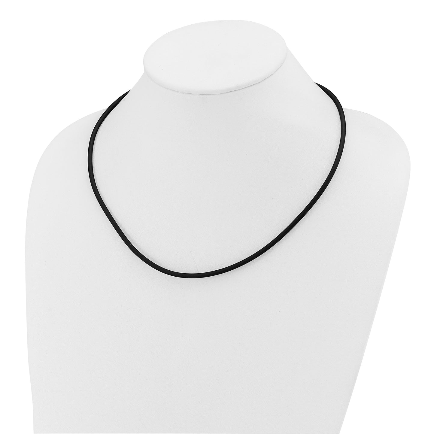 14k Yellow Clasp 3mm 20 inch Black Rubber Cord Necklace
