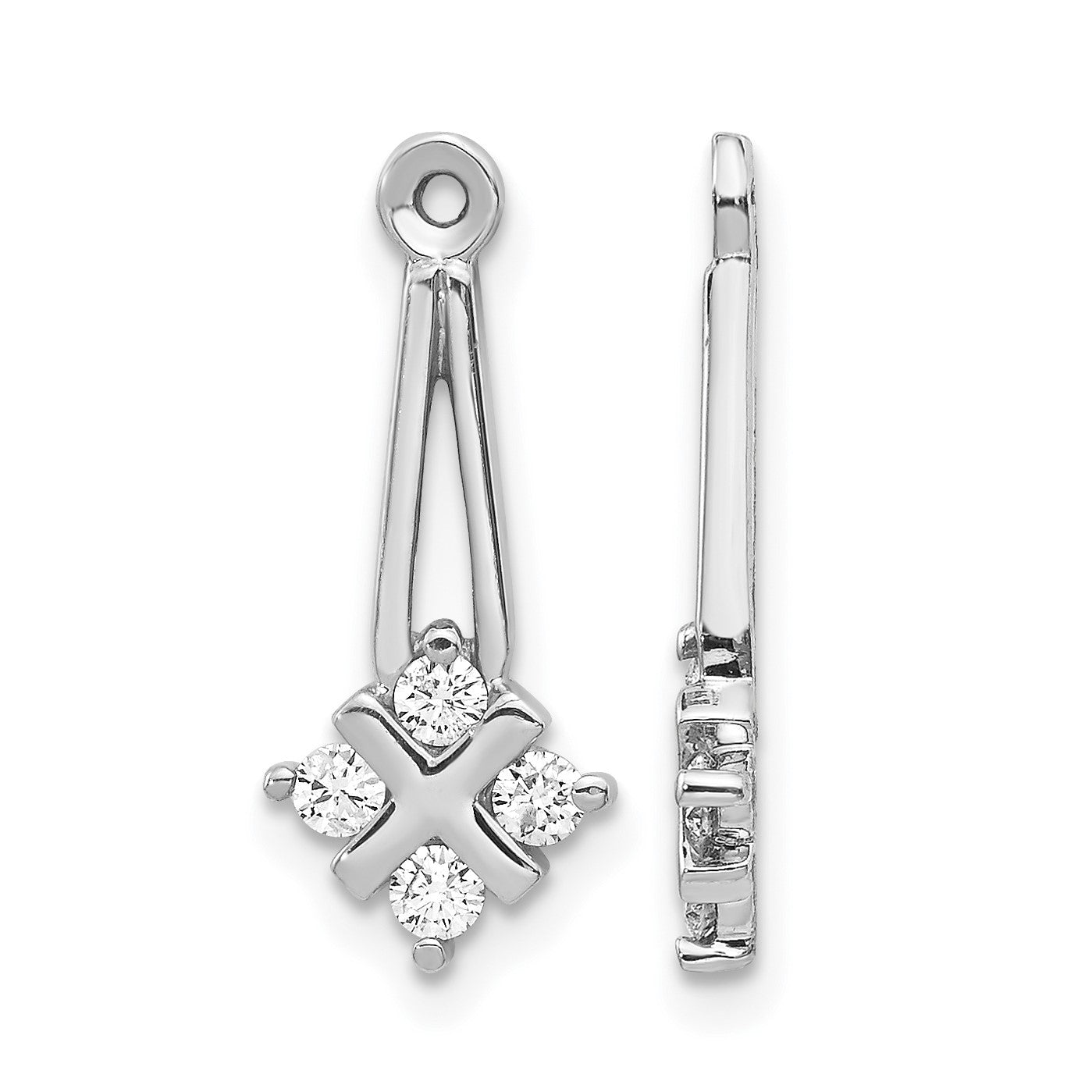 14k White Gold 1/4 carat AA Diamond Dangle Cluster Earring Jackets