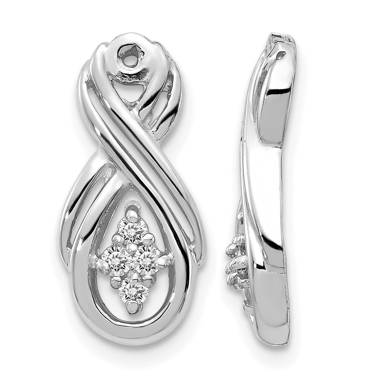 14k White Gold 1/8 carat AA Diamond Infinity Earring Jackets