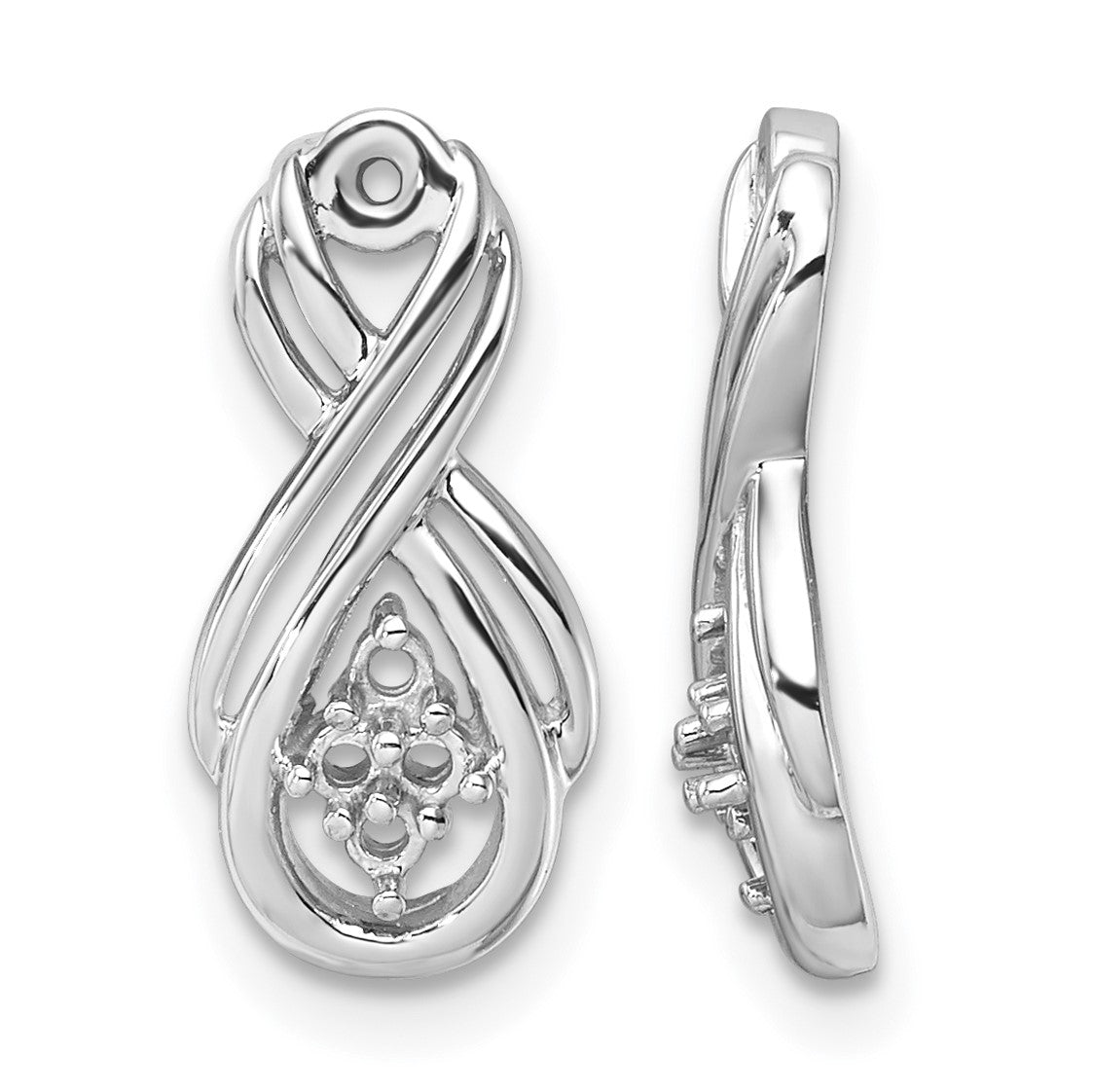 14k White Gold Infinity Holds 8-1.6mm Stones Earring Jacket Mountings