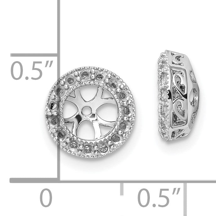 14k White Gold Diamond Circle Earring Jacket Mountings