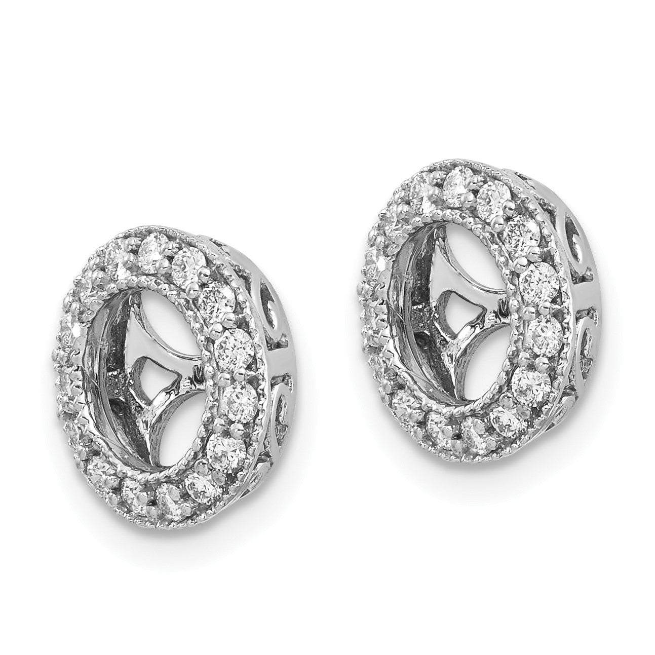 14k White Gold 1/3 carat AA Diamond Circle Earring Jackets