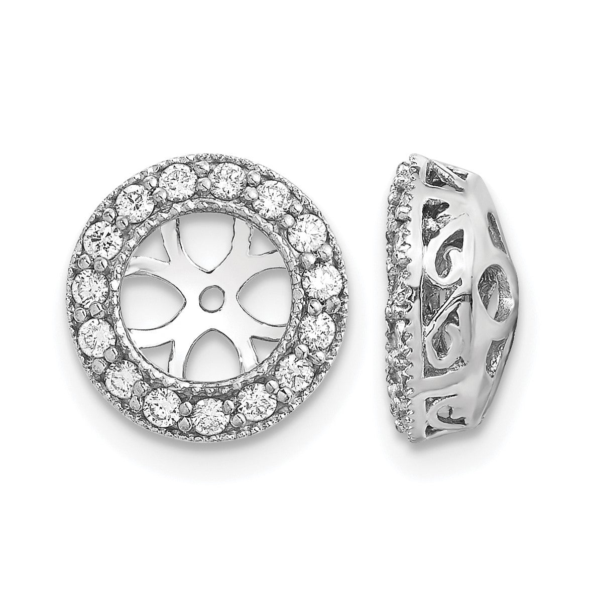 14k White Gold 1/3 carat AA Diamond Circle Earring Jackets