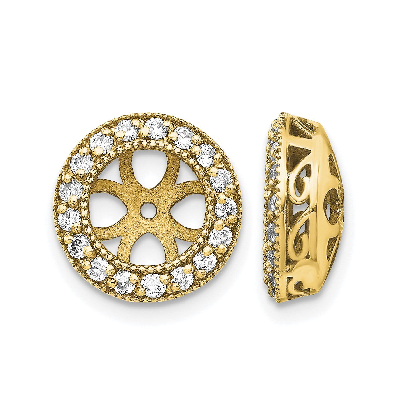14k 3/8 carat AA Diamond Circle Earring Jackets
