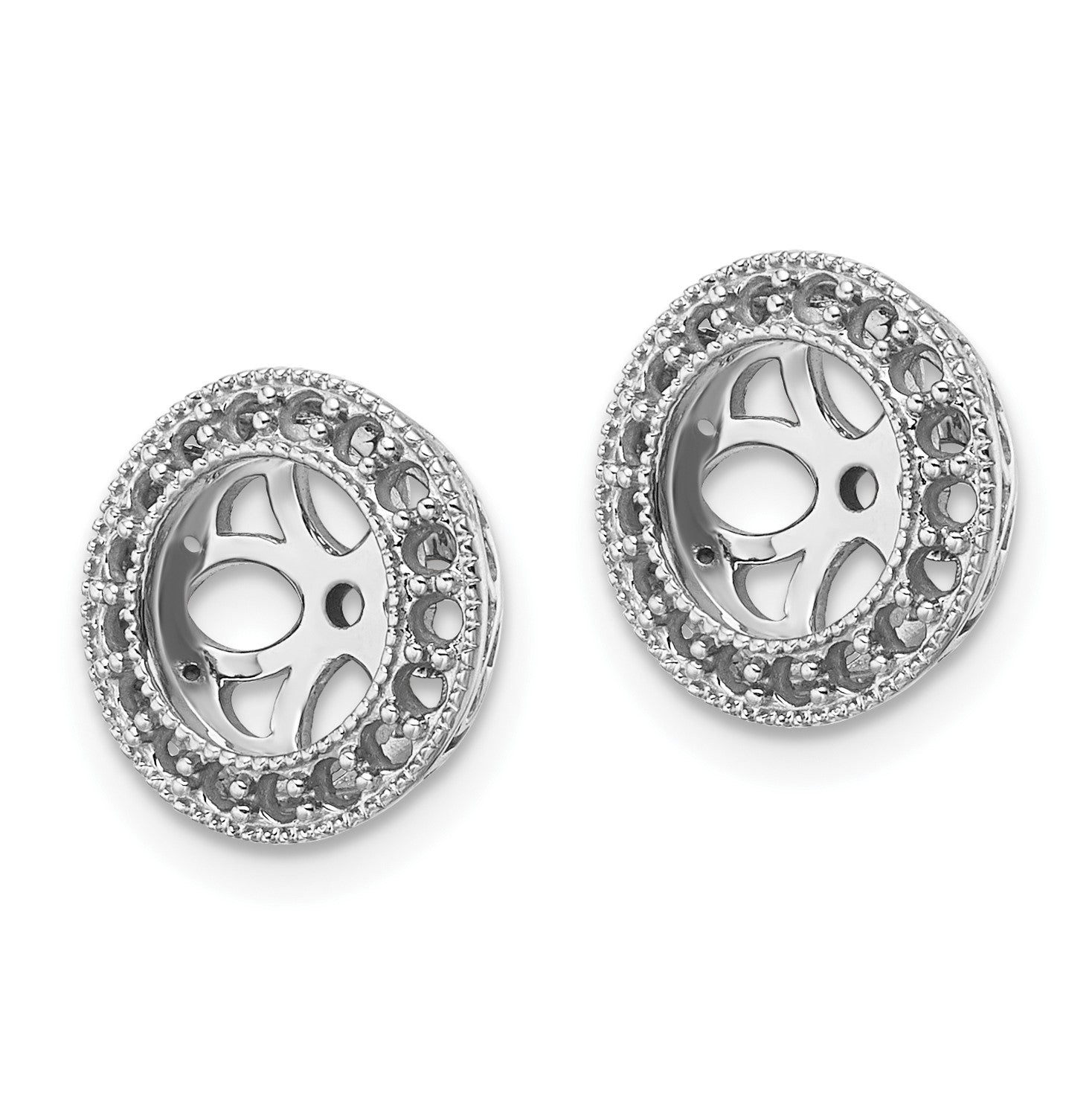 14k White Gold Diamond Circle Earring Jacket Mountings
