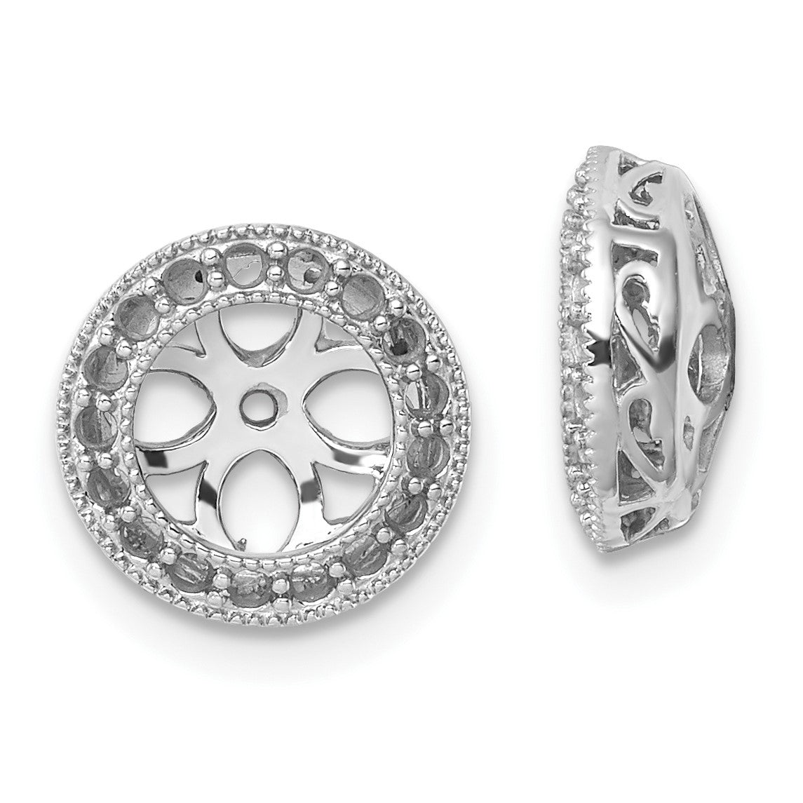 14k White Gold Diamond Circle Earring Jacket Mountings