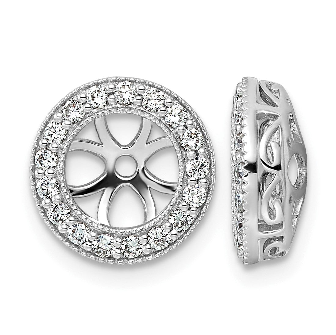 14k White Gold 3/8 carat AA Diamond Circle Earring Jackets