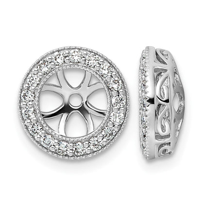 14k White Gold 3/8 carat AA Diamond Circle Earring Jackets