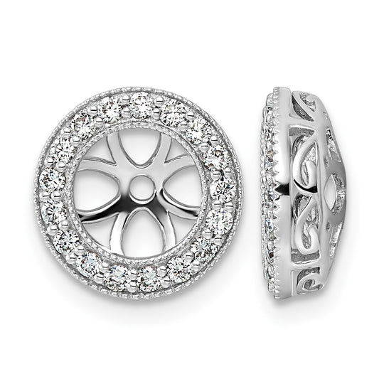 14k White Gold 3/8 carat AA Diamond Circle Earring Jackets