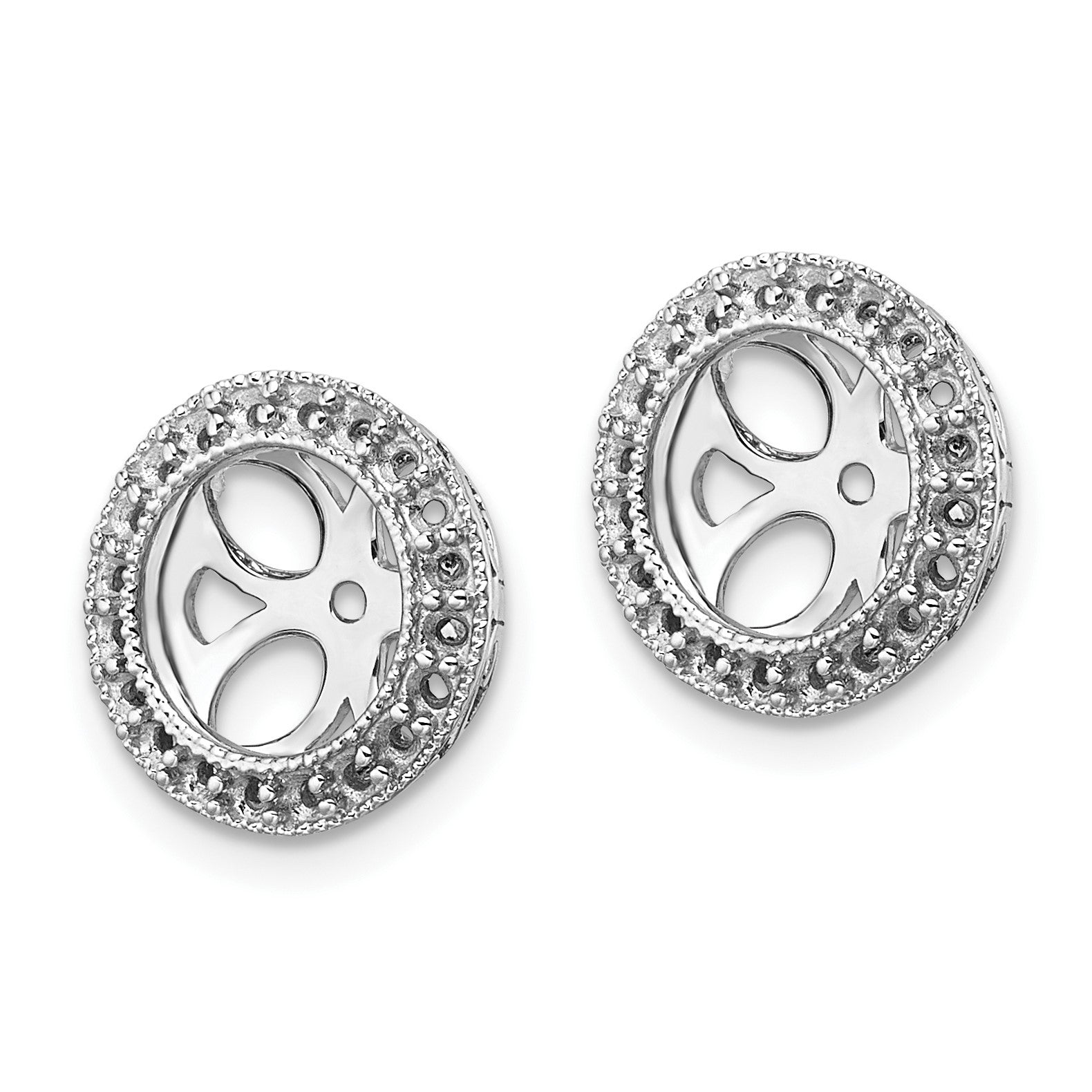 14k White Gold Diamond Circle Earring Jacket Mountings