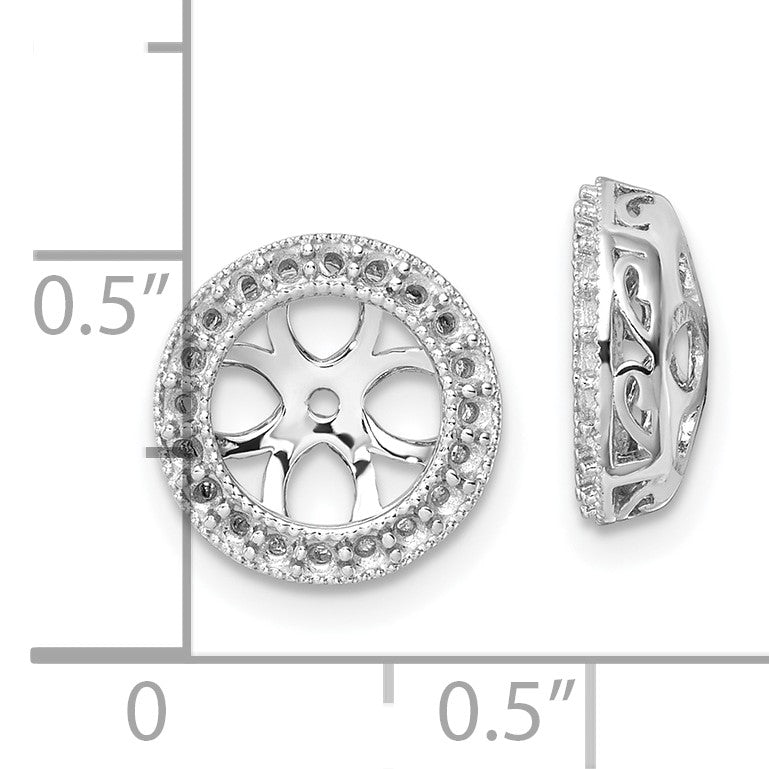 14k White Gold Diamond Circle Earring Jacket Mountings
