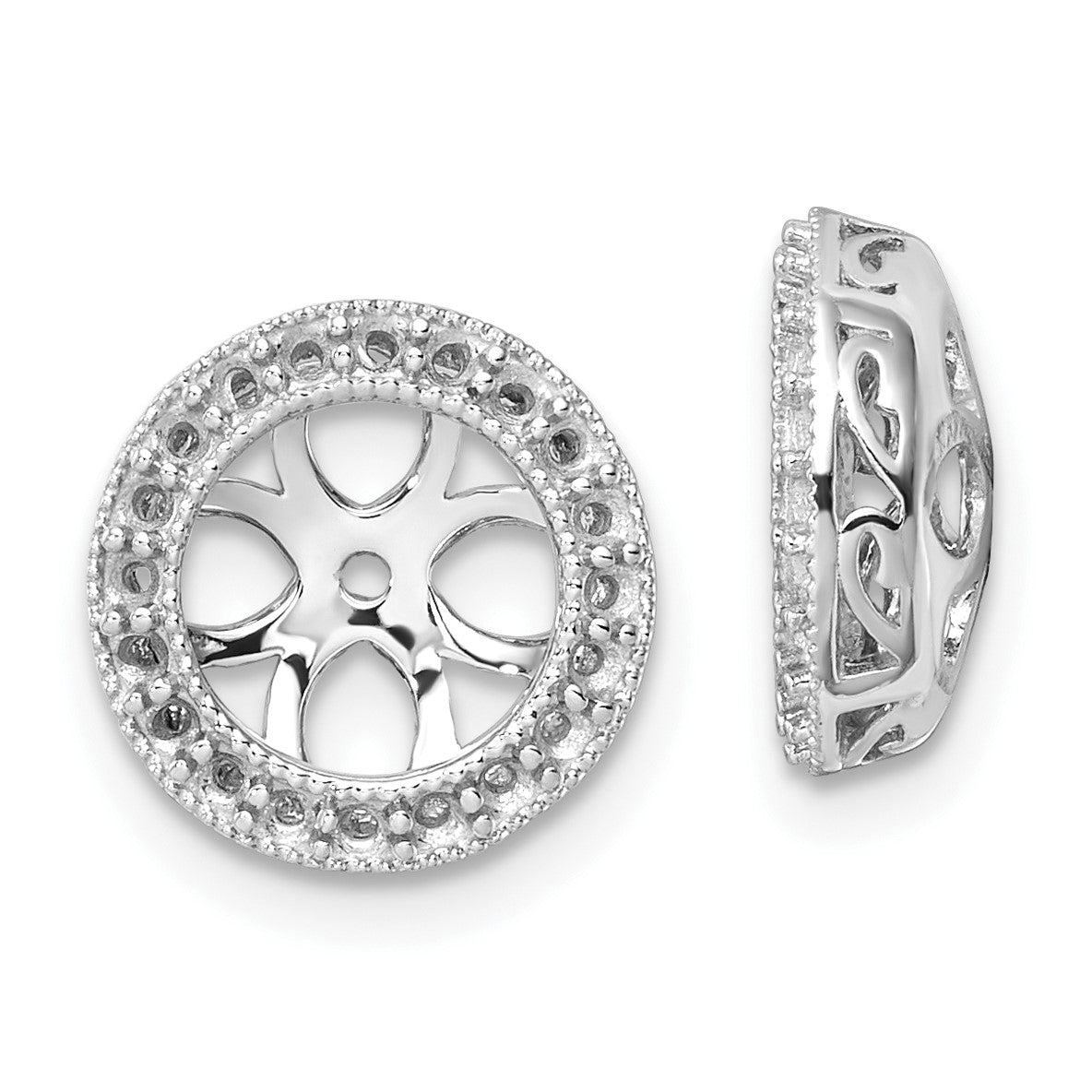 14k White Gold Diamond Circle Earring Jacket Mountings