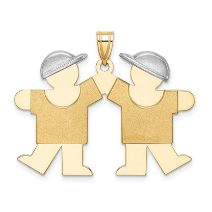 14k Two-Tone Large Double Boys Engravable Charm