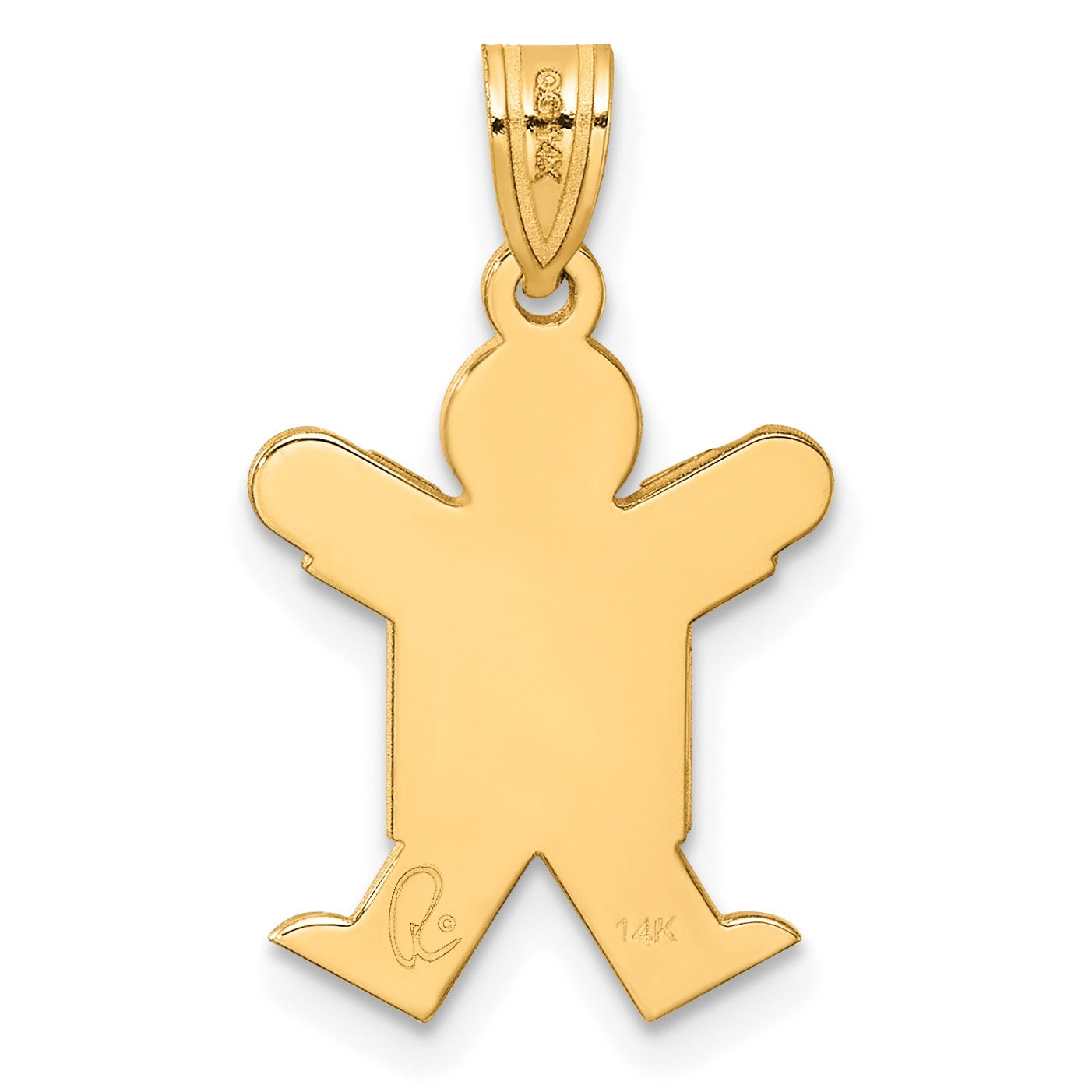 14k The Kids Solid Satin Small Boy Engravable Joy Charm