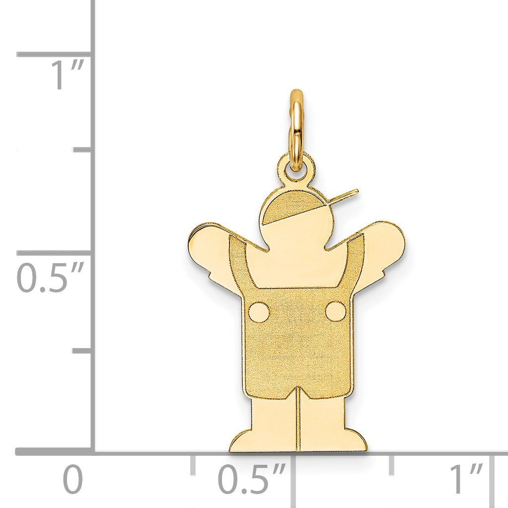 14k The Kids Small Boy with Overalls Engravable Love Charm