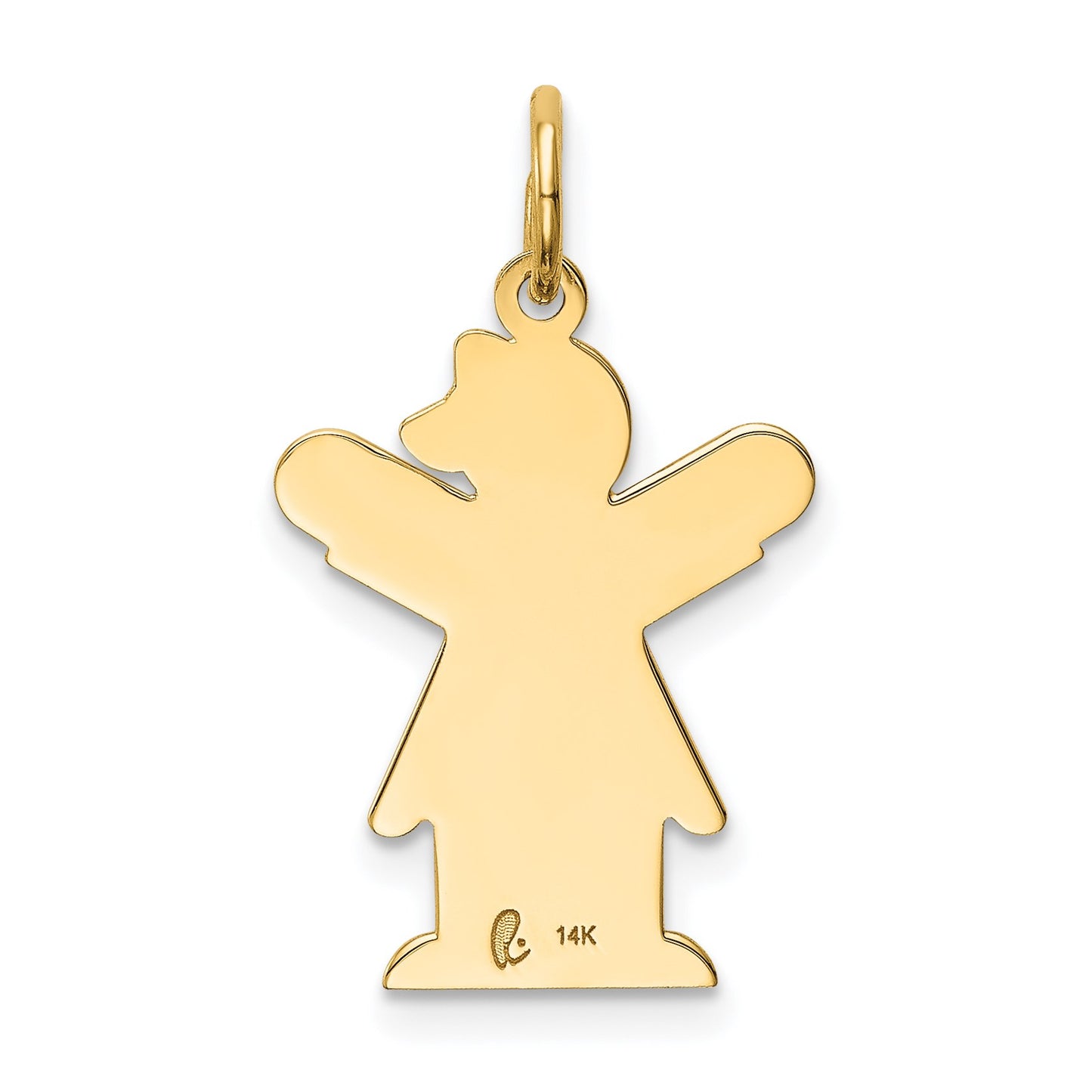 14k The Kids Small Girl with Ruffles Engravable Love Charm