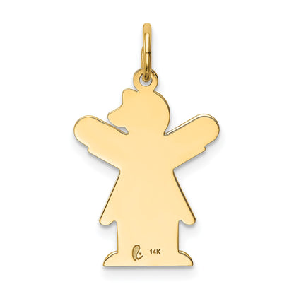 14k The Kids Small Girl with Ruffles Engravable Love Charm