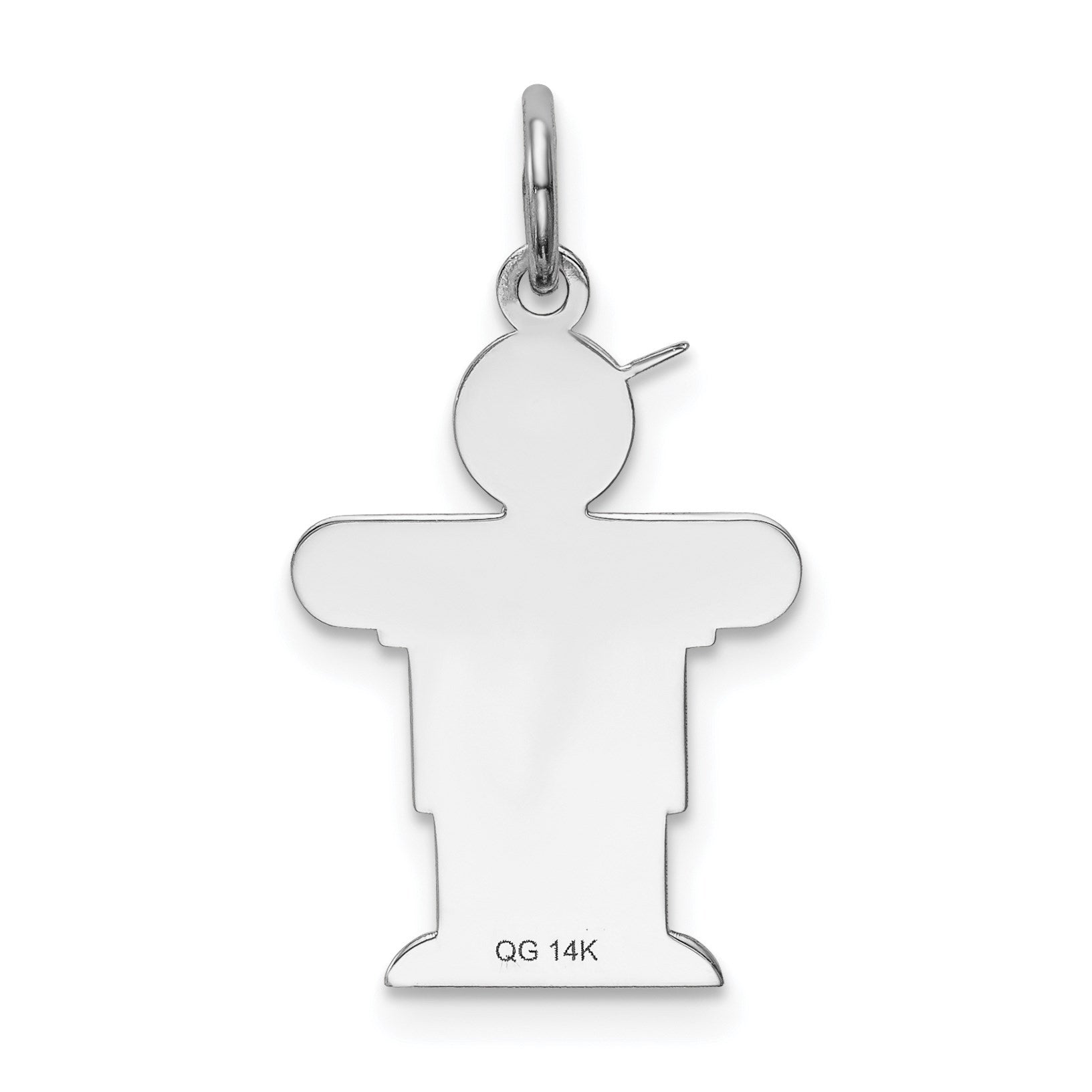 14k White Gold The Kids Small Boy with Hat Engravable Hugs Charm