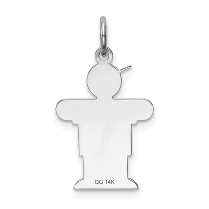 14k White Gold The Kids Small Boy with Hat Engravable Hugs Charm
