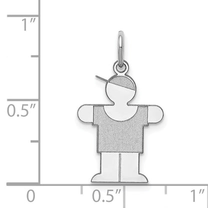 14k White Gold The Kids Small Boy with Hat Engravable Hugs Charm