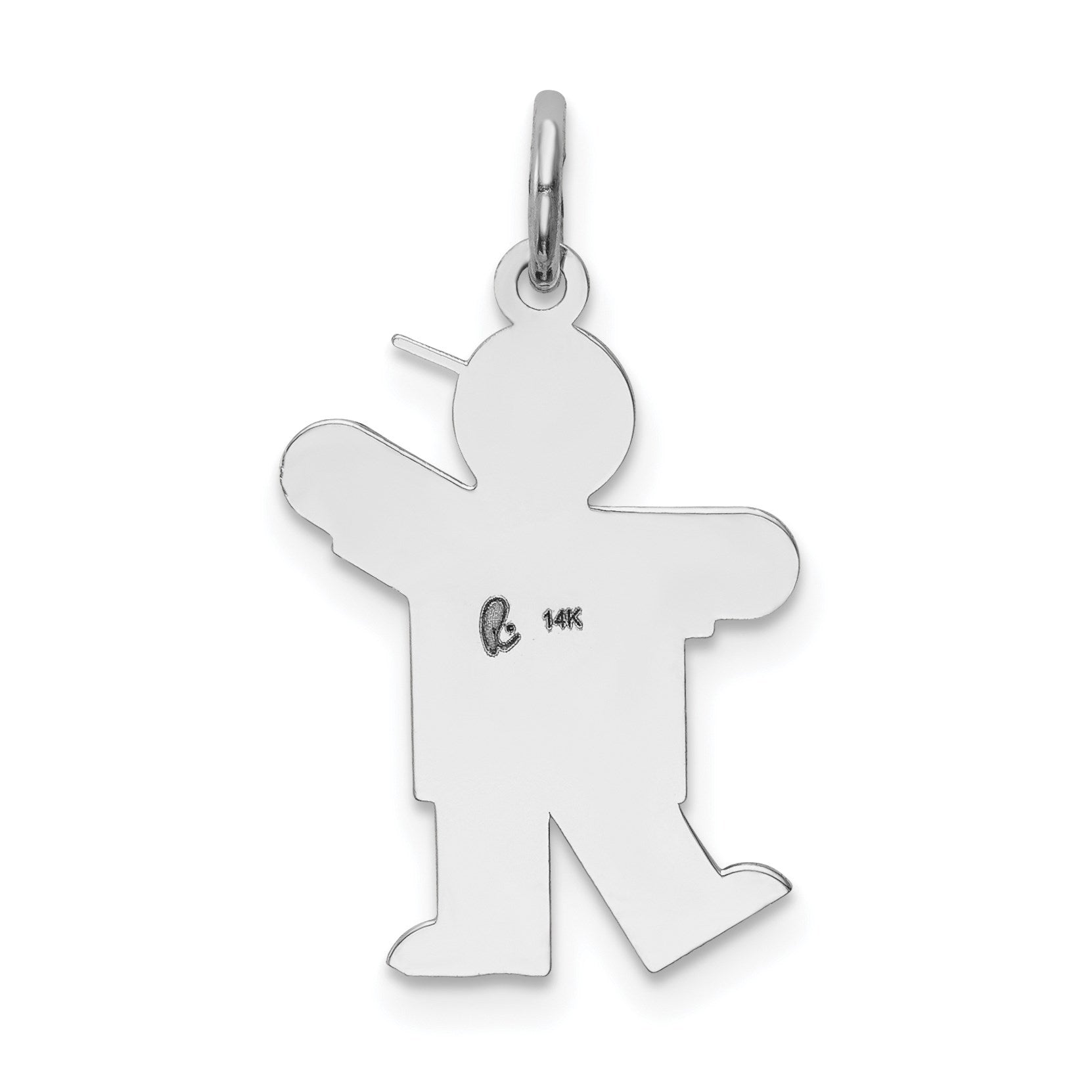 14k White Gold The Kids Small Boy with Hat Engravable Kiss Charm