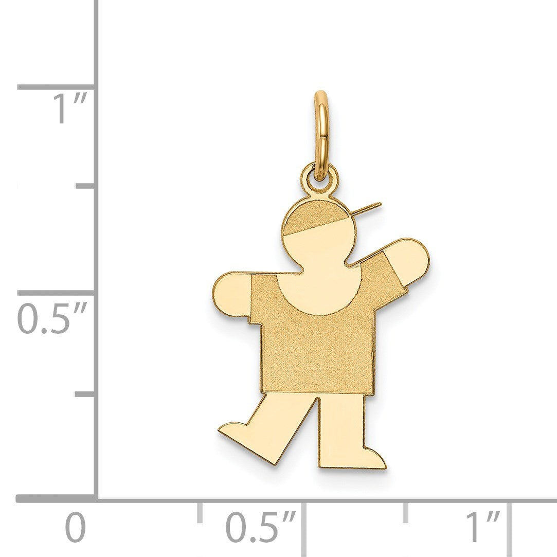 14k The Kids Small Boy with Hat Engravable Kiss Charm