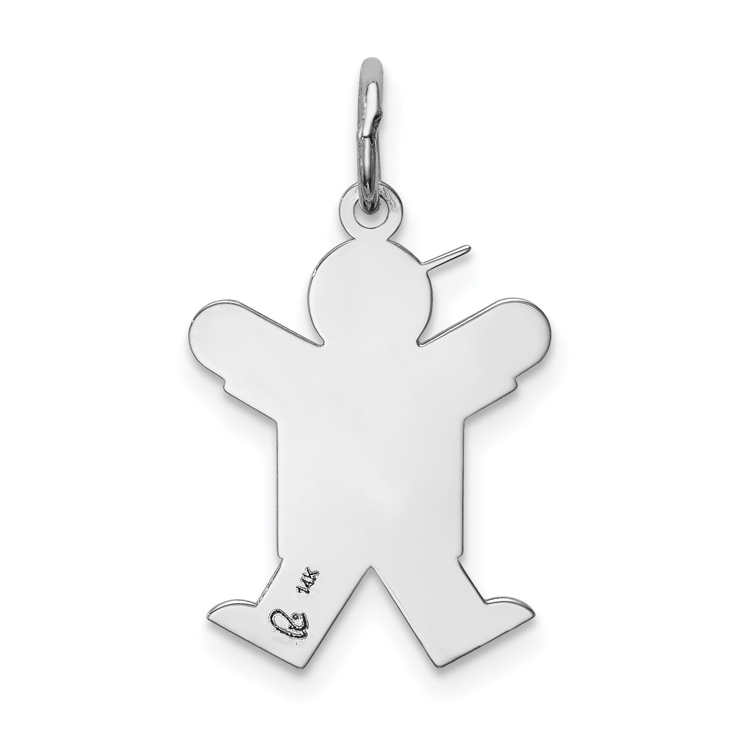 14k White Gold The Kids Small Boy with Hat Engravable Joy Charm