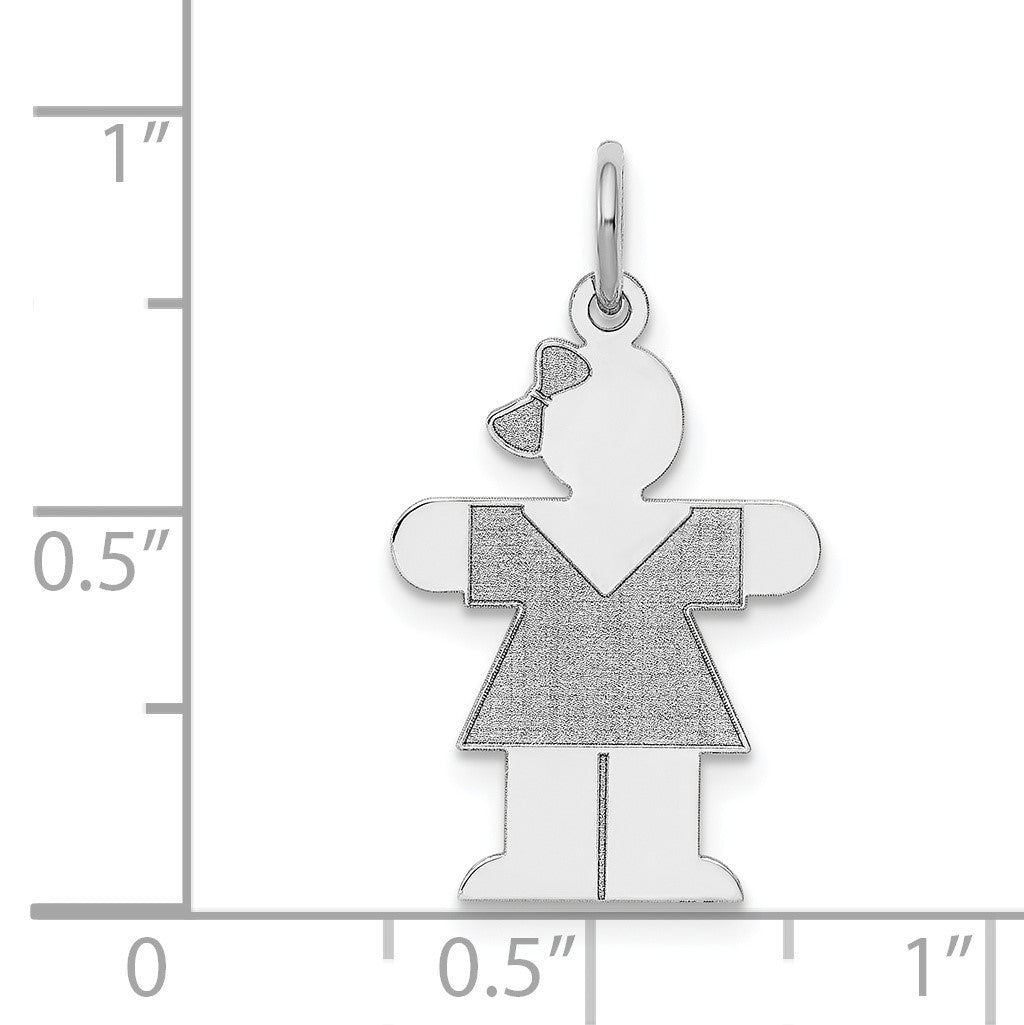 14k White Gold The Kids Small Girl with Bow Engravable Hugs Charm