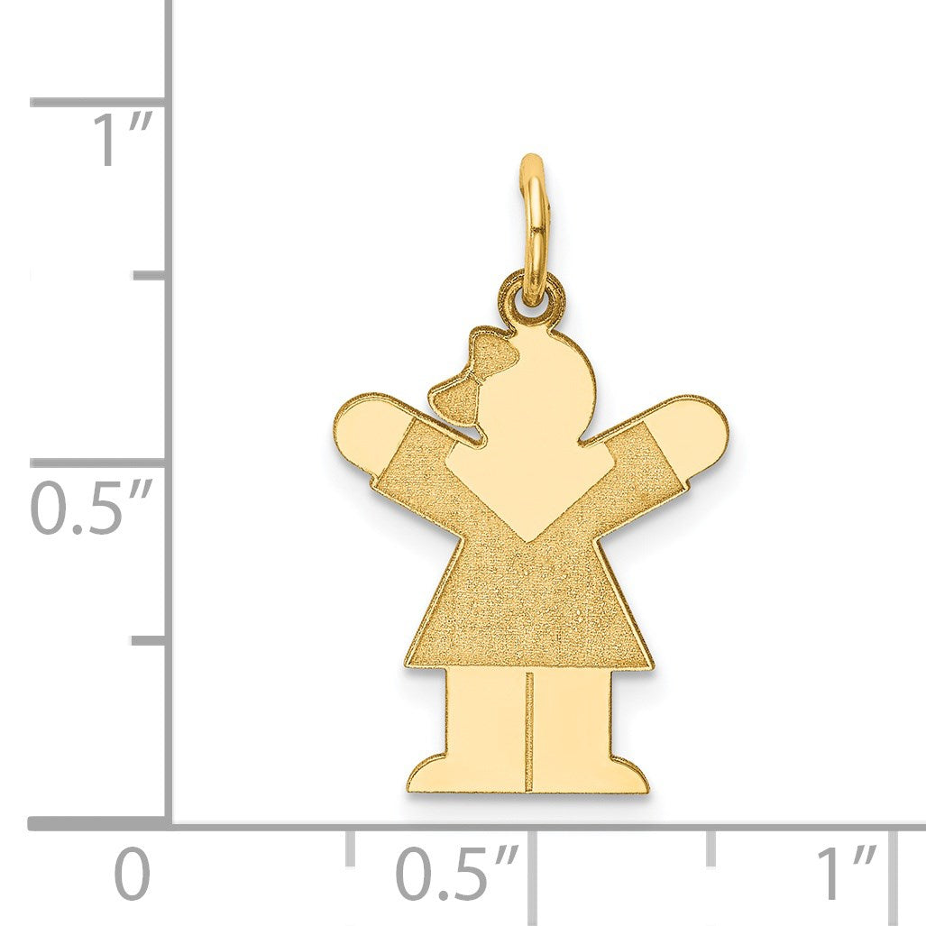 14k The Kids Small Girl with Bow Engravable Love Charm