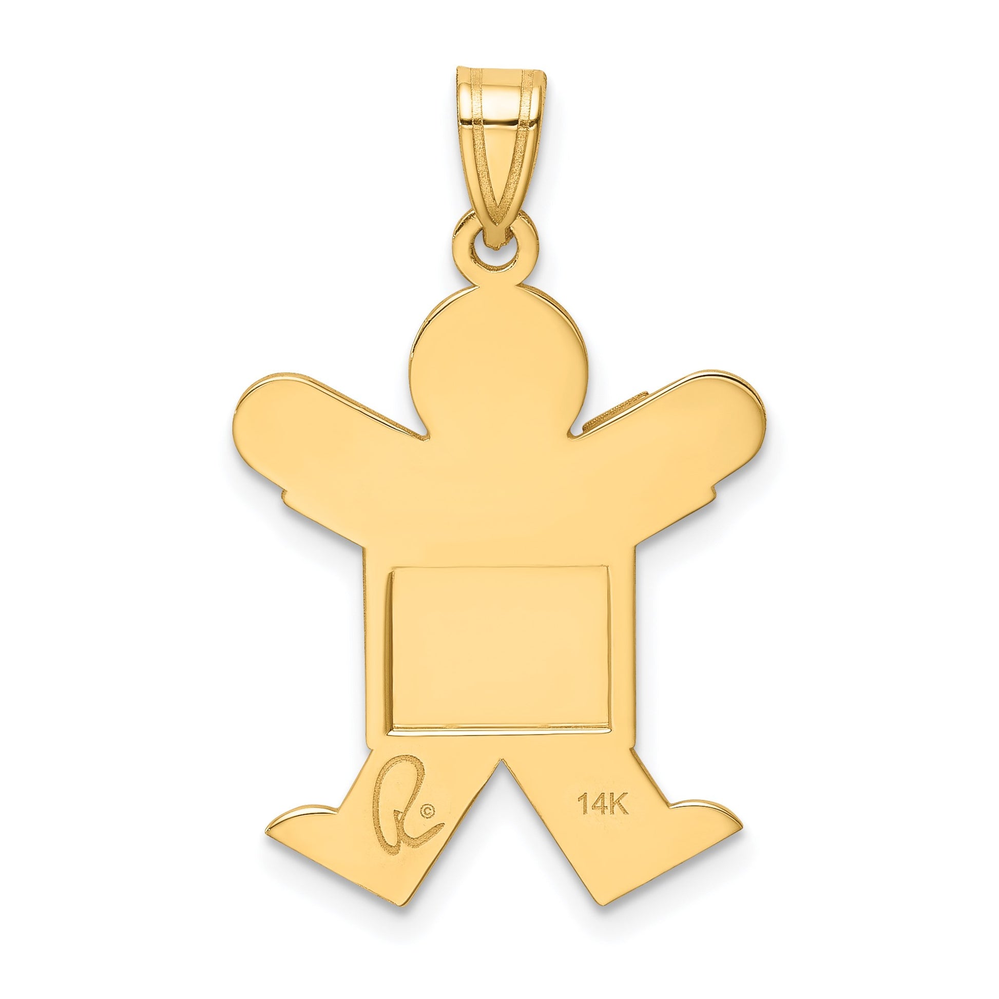 14k The Kids Solid Satin Medium Boy Engravable Joy Charm