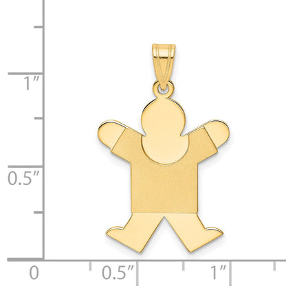 14k The Kids Solid Satin Medium Boy Engravable Joy Charm