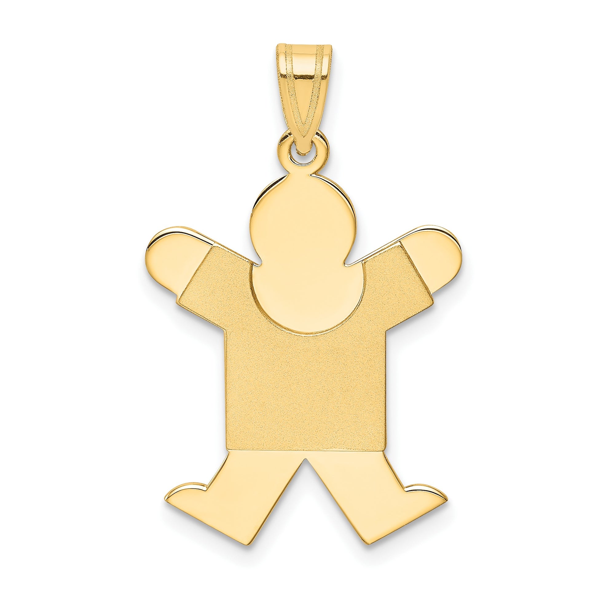 14k The Kids Solid Satin Medium Boy Engravable Joy Charm