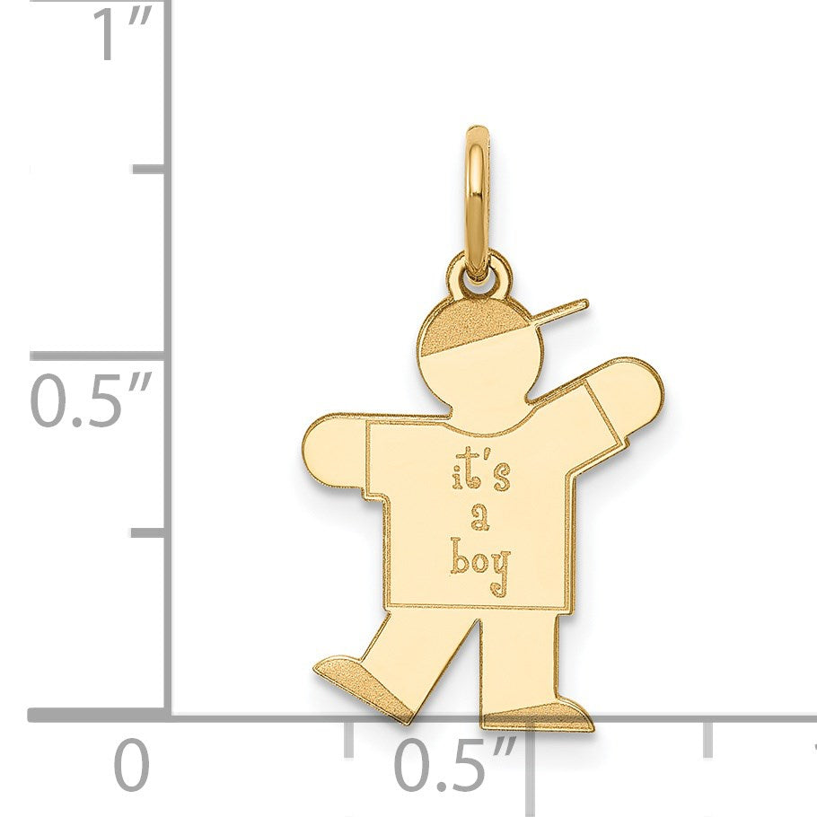 14k The Kids Small It's a Boy Engravable Kiss Charm