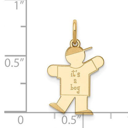 14k The Kids Small It's a Boy Engravable Kiss Charm