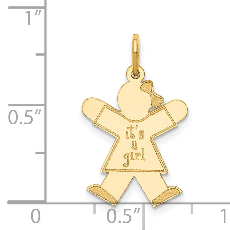 14k The Kids Small It's a Girl Engravable Joy Charm