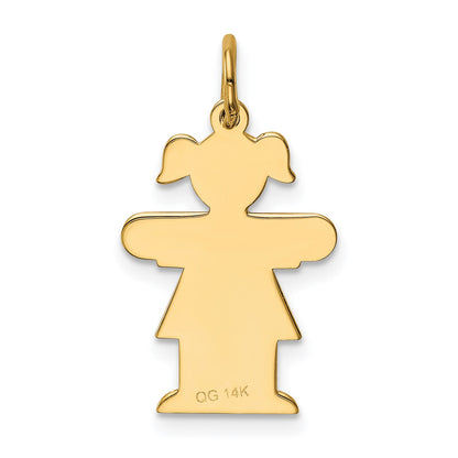 14k The Kids Small Girl with Ponytails Engravable Hugs Charm