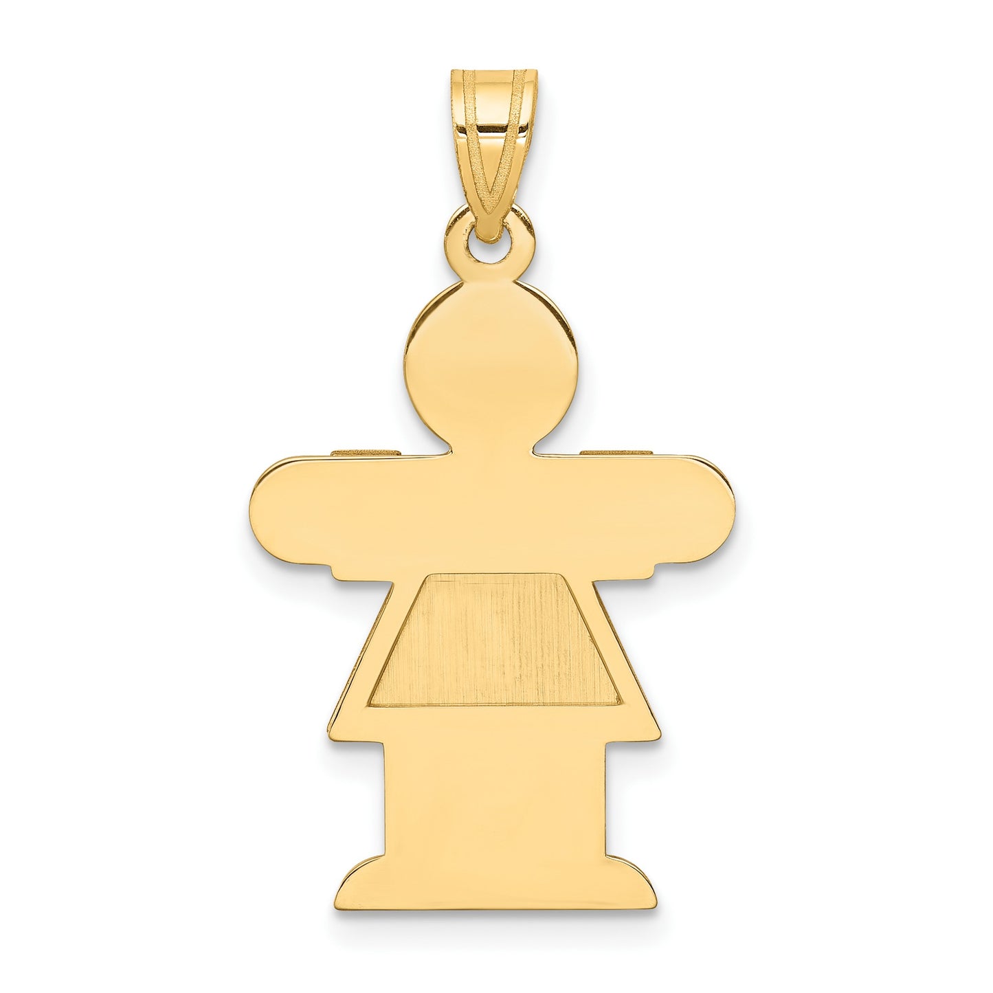 14k The Kids Solid Satin Medium Girl Engravable Hugs Charm