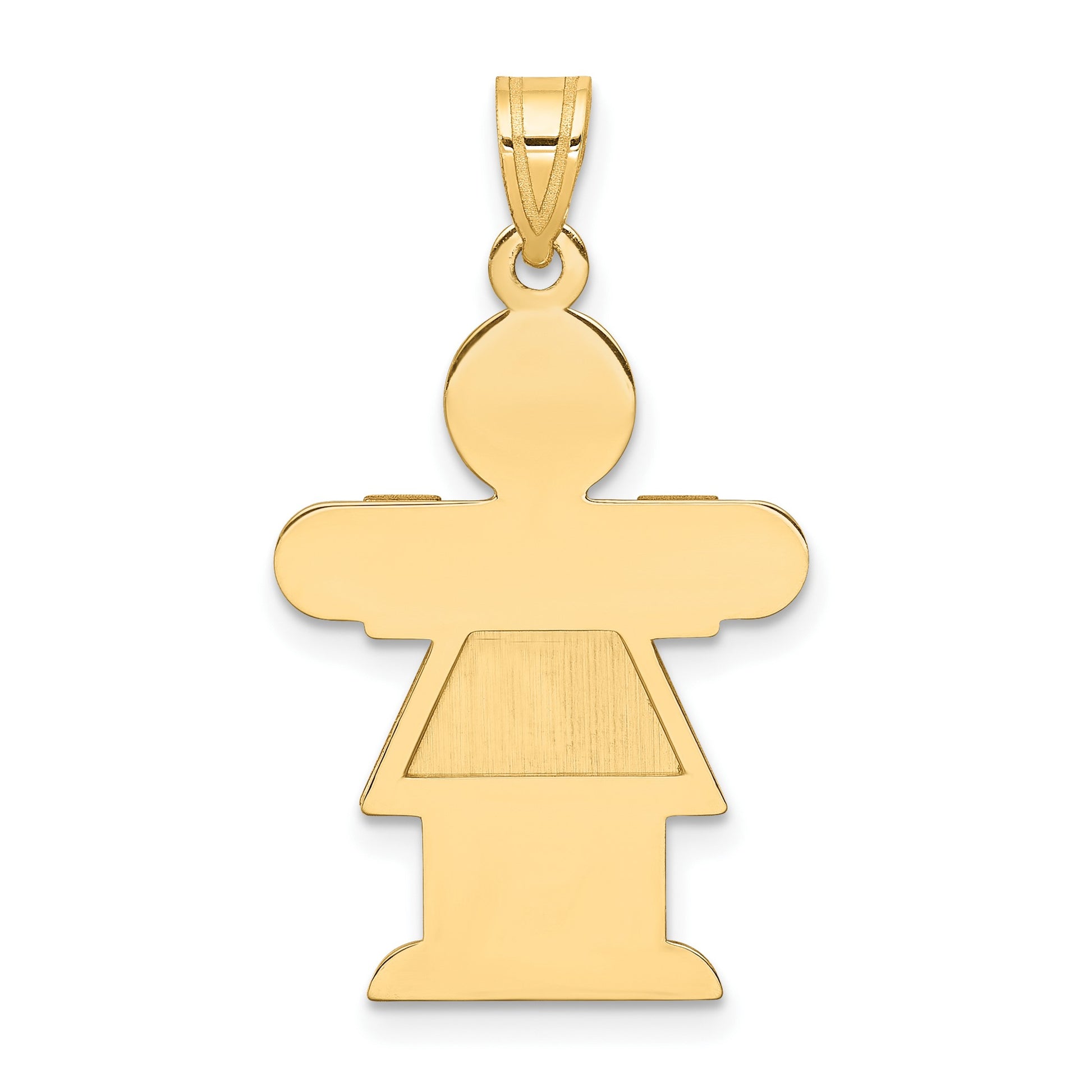 14k The Kids Solid Satin Medium Girl Engravable Hugs Charm