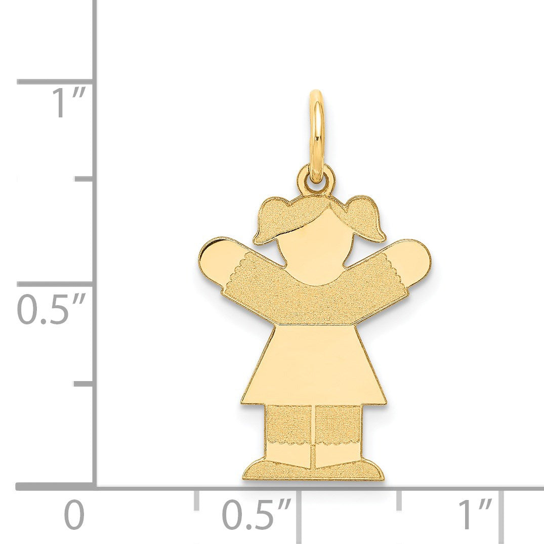 14k The Kids Small Girl with Ponytails Engravable Love Charm
