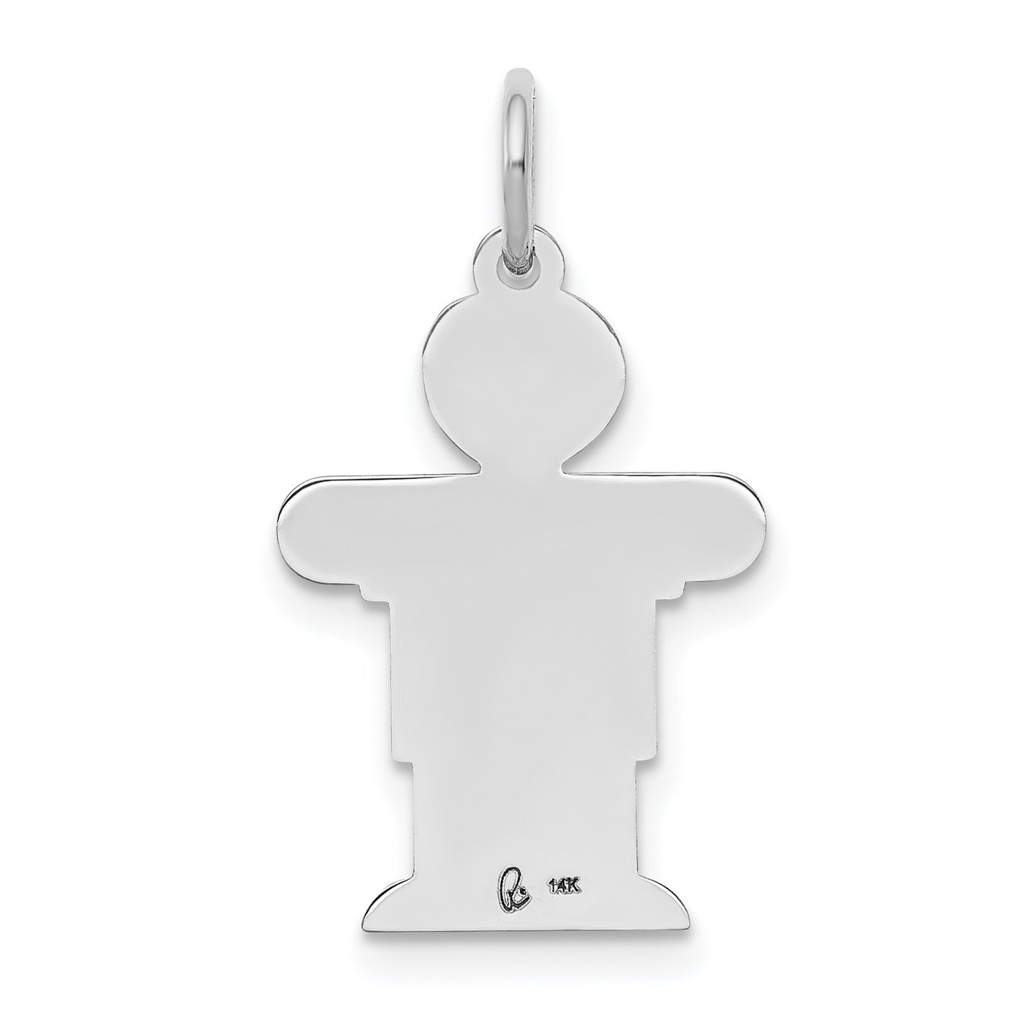 14k White Gold The Kids Small Boy with Haircut Engravable Hugs Charm
