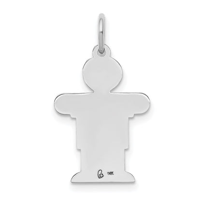 14k White Gold The Kids Small Boy with Haircut Engravable Hugs Charm