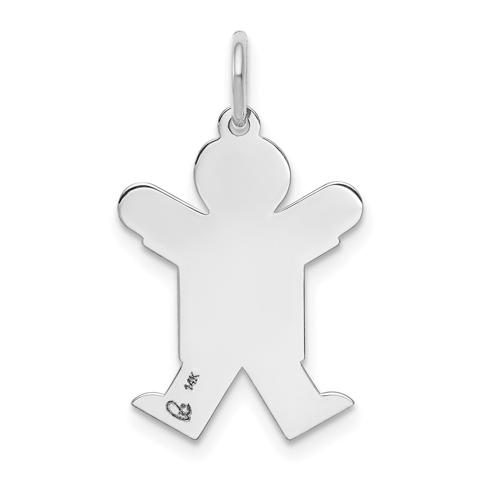 14k White Gold The Kids Small Boy with Haircut Engravable Joy Charm