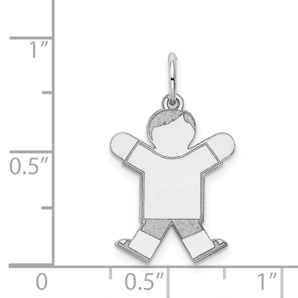 14k White Gold The Kids Small Boy with Haircut Engravable Joy Charm