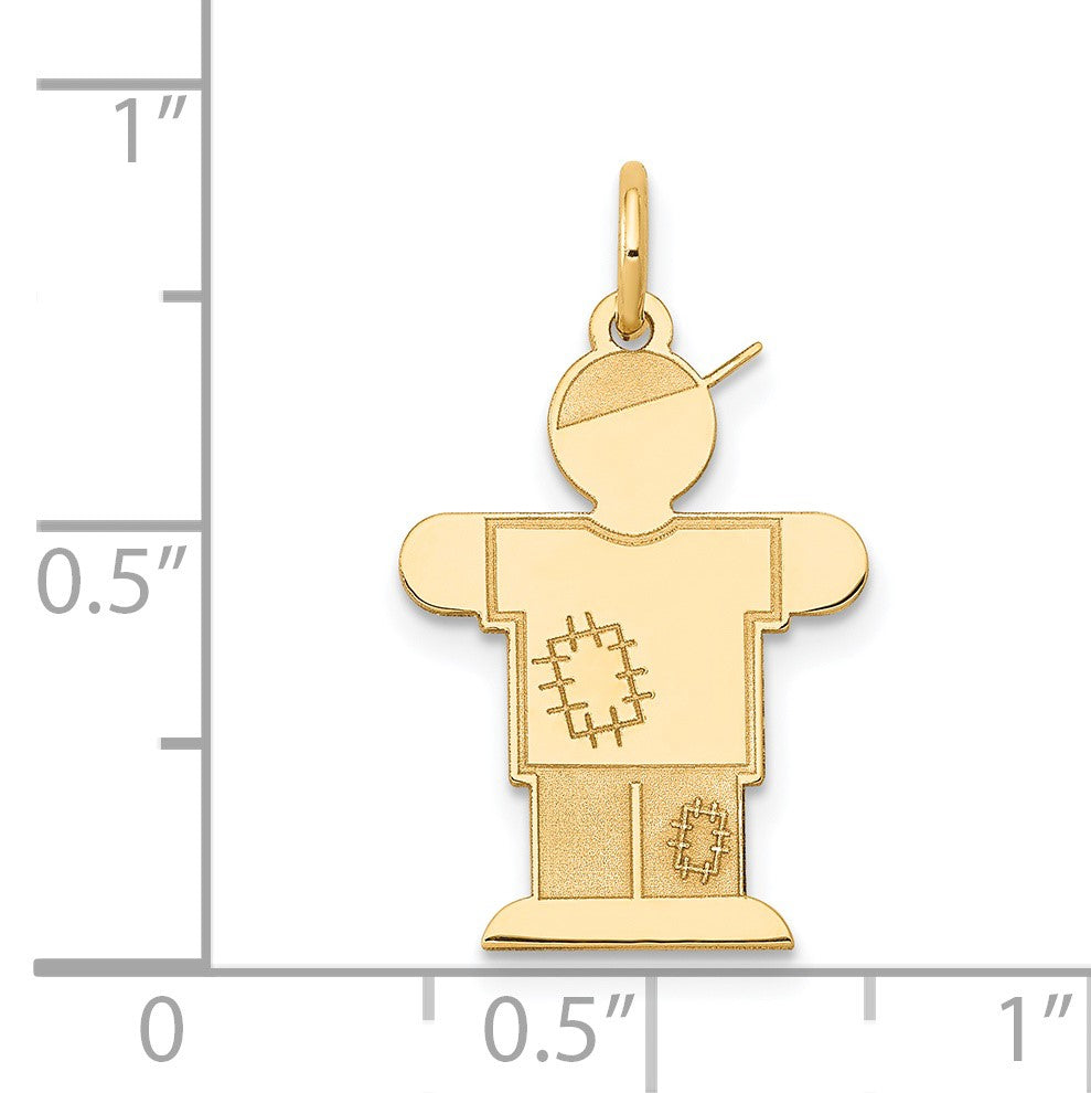 14k The Kids Small Patches Boy Engravable Hugs Charm