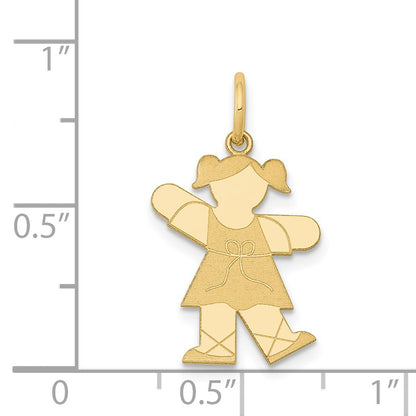 14k The Kids Small Ballet Girl Engravable Kiss Charm