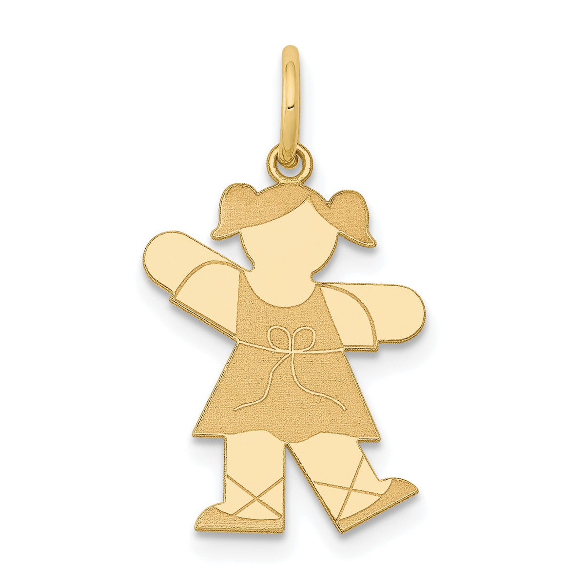 14k The Kids Small Ballet Girl Engravable Kiss Charm