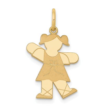 14k The Kids Small Ballet Girl Engravable Kiss Charm