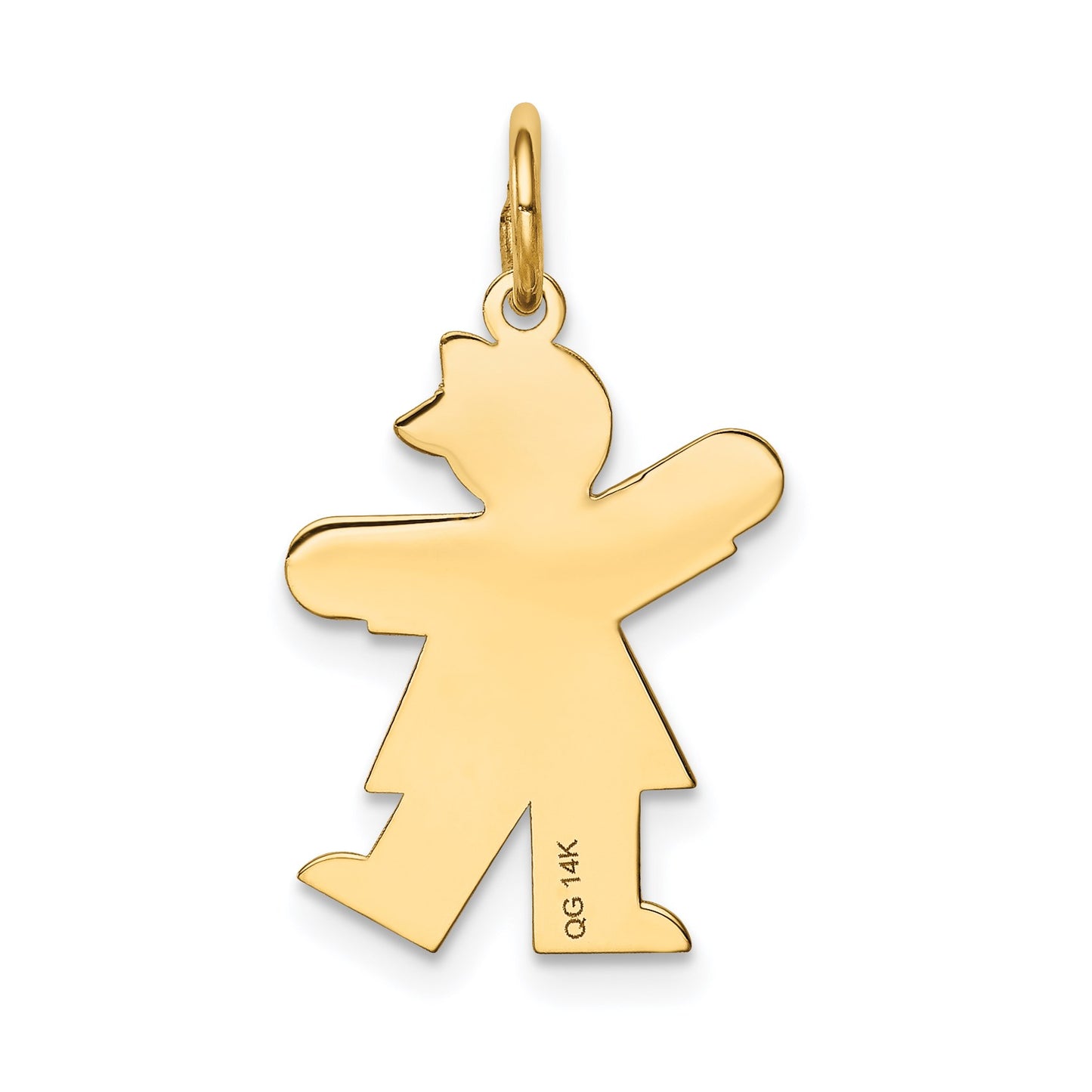 14k The Kids Small Floral Dress Girl Engravable Kiss Charm